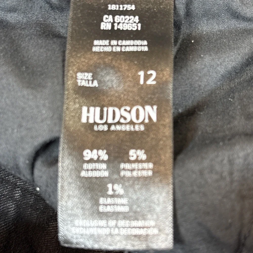 Hudson Mid Rise Straight Leg Jeans Women's 12 34x29 Flap Pockets Black‎ Stretch